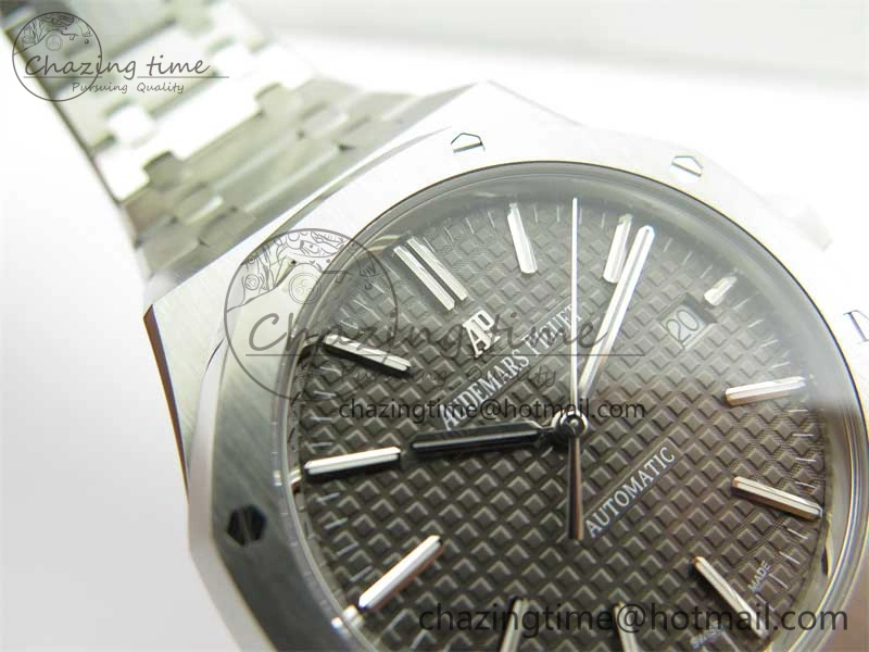 Royal Oak 41mm 15400 SS ZF 1:1 Best Edition Gray Textured Dial on SS Bracelet SA3120 Super Clone