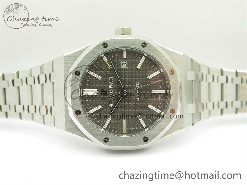 Royal Oak 41mm 15400 SS ZF 1:1 Best Edition Gray Textured Dial on SS Bracelet SA3120 Super Clone
