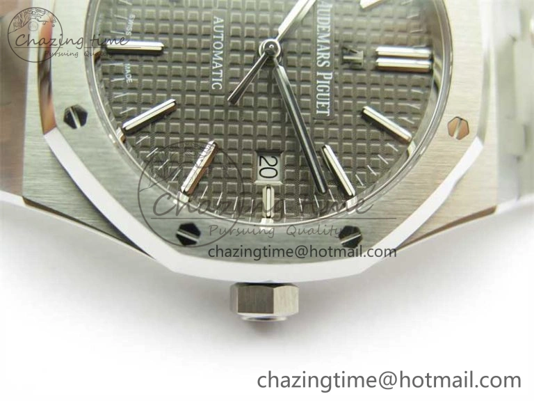 Royal Oak 41mm 15400 SS ZF 1:1 Best Edition Gray Textured Dial on SS Bracelet SA3120 Super Clone