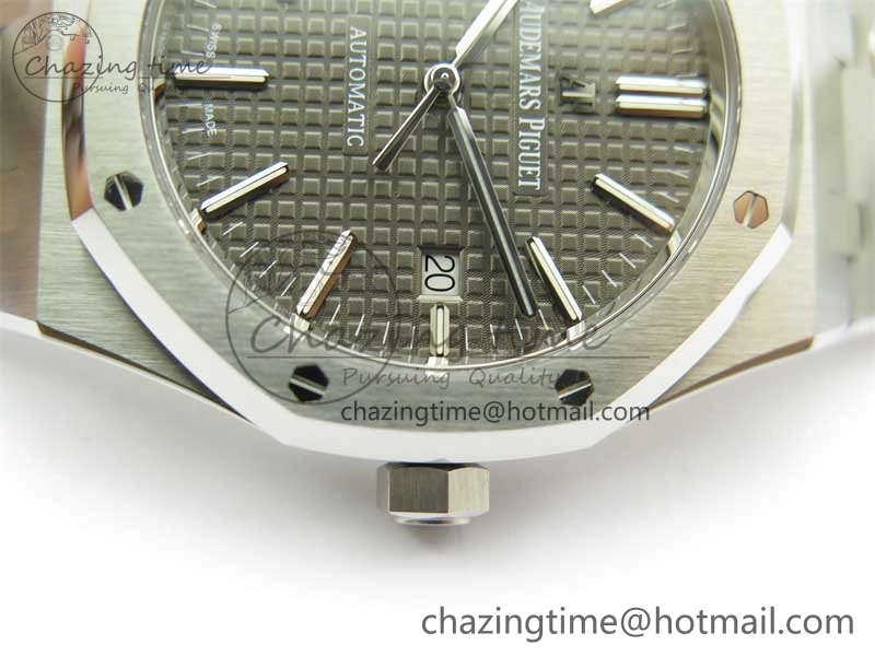 Royal Oak 41mm 15400 SS ZF 1:1 Best Edition Gray Textured Dial on SS Bracelet SA3120 Super Clone