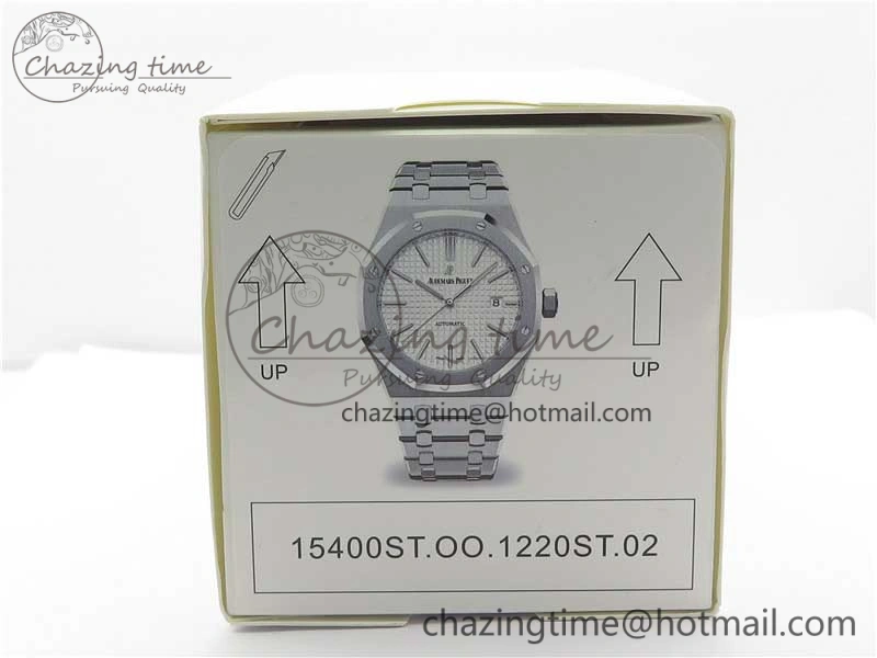 Royal Oak 41mm 15400 SS ZF 1:1 Best Edition White Textured Dial on SS Bracelet A3120 (Free Box)