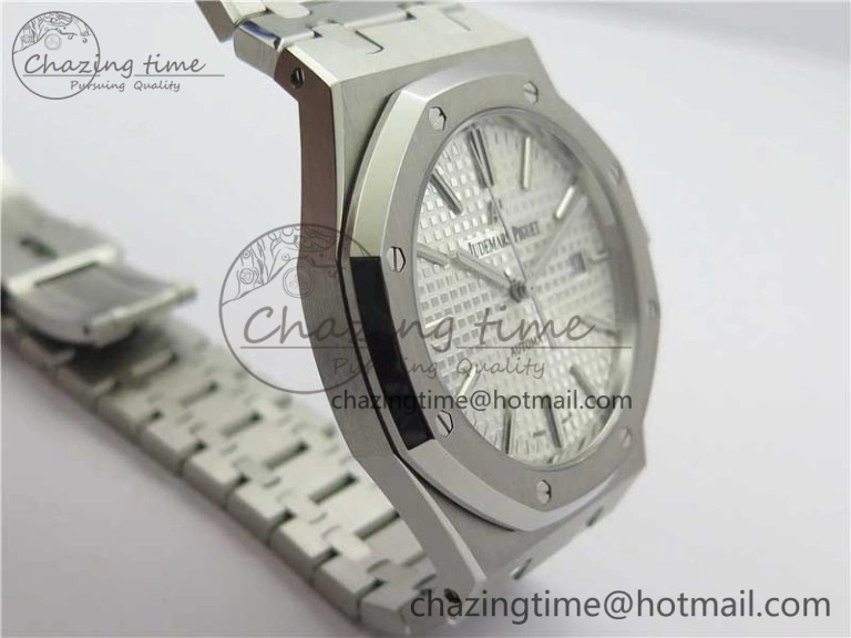 Royal Oak 41mm 15400 SS ZF 1:1 Best Edition White Textured Dial on SS Bracelet A3120 (Free Box)