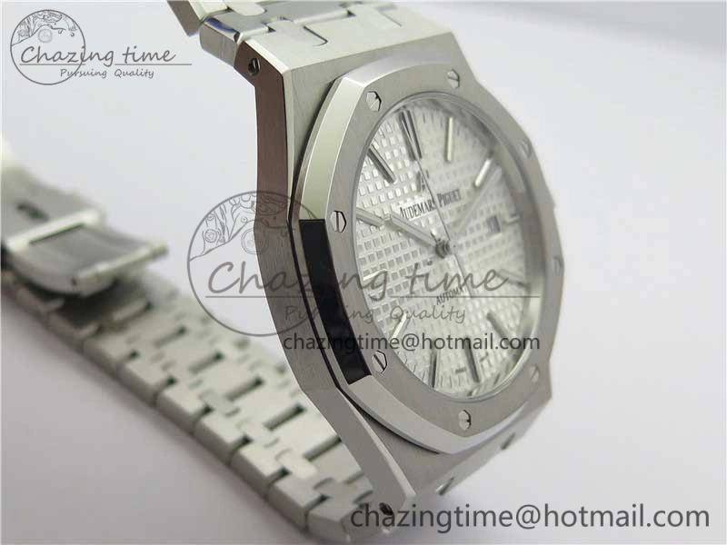 Royal Oak 41mm 15400 SS ZF 1:1 Best Edition White Textured Dial on SS Bracelet A3120 (Free Box)