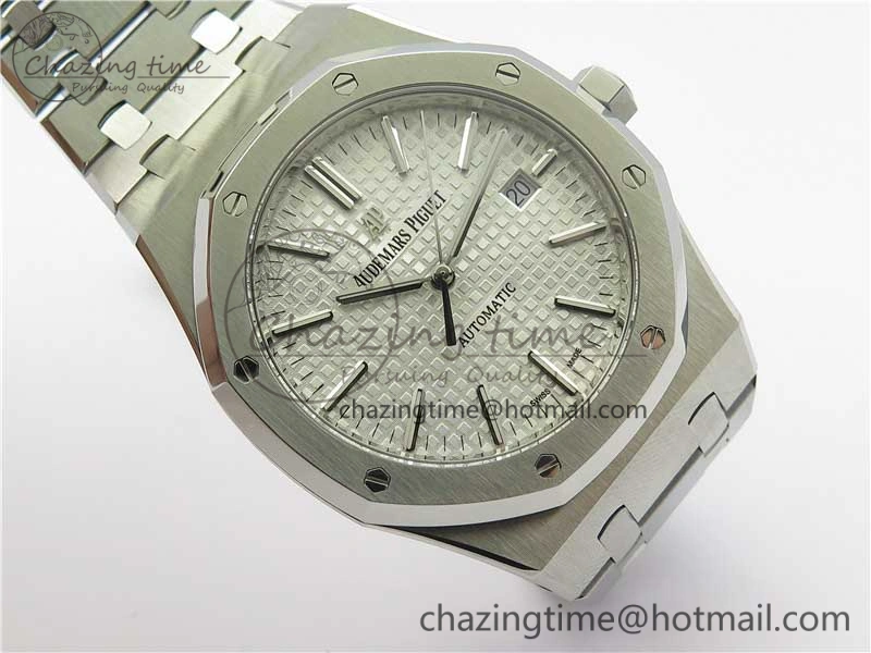 Royal Oak 41mm 15400 SS ZF 1:1 Best Edition White Textured Dial on SS Bracelet A3120 (Free Box)