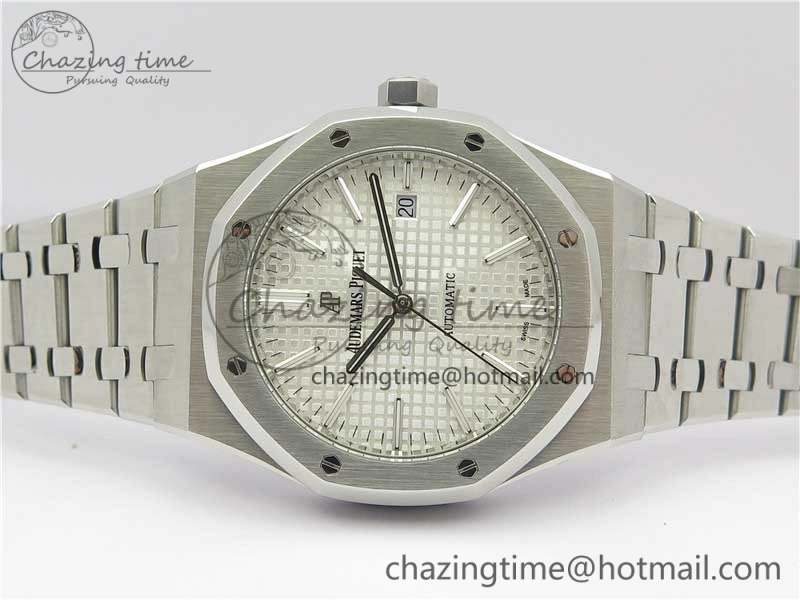 Royal Oak 41mm 15400 SS ZF 1:1 Best Edition White Textured Dial on SS Bracelet A3120 (Free Box)
