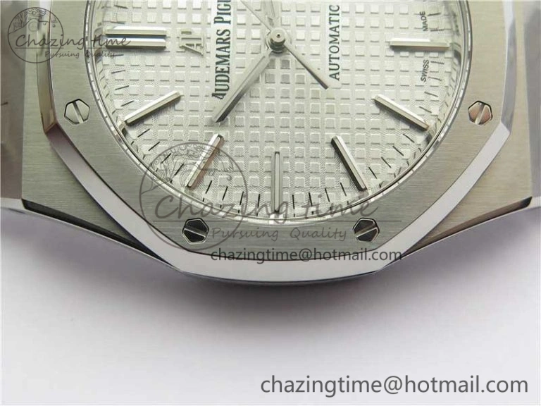 Royal Oak 41mm 15400 SS ZF 1:1 Best Edition White Textured Dial on SS Bracelet A3120 (Free Box)