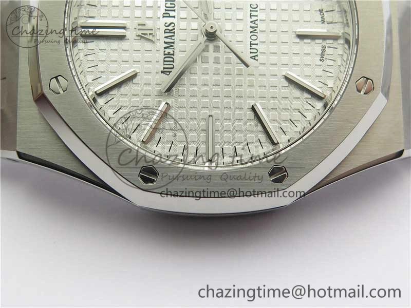 Royal Oak 41mm 15400 SS ZF 1:1 Best Edition White Textured Dial on SS Bracelet A3120 (Free Box)