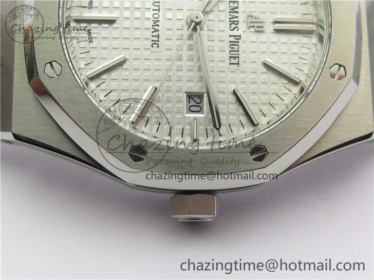 Royal Oak 41mm 15400 SS ZF 1:1 Best Edition White Textured Dial on SS Bracelet A3120 (Free Box)