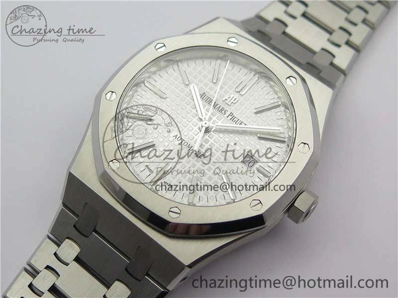 Royal Oak 41mm 15400 SS ZF 1:1 Best Edition White Textured Dial on SS Bracelet A3120 (Free Box)