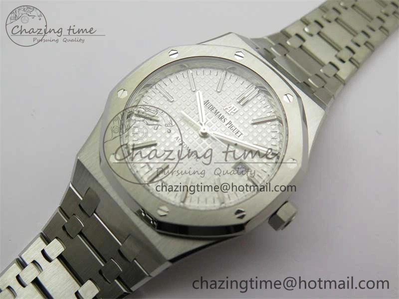 Royal Oak 41mm 15400 SS ZF 1:1 Best Edition White Textured Dial on SS Bracelet SA3120 Super Clone