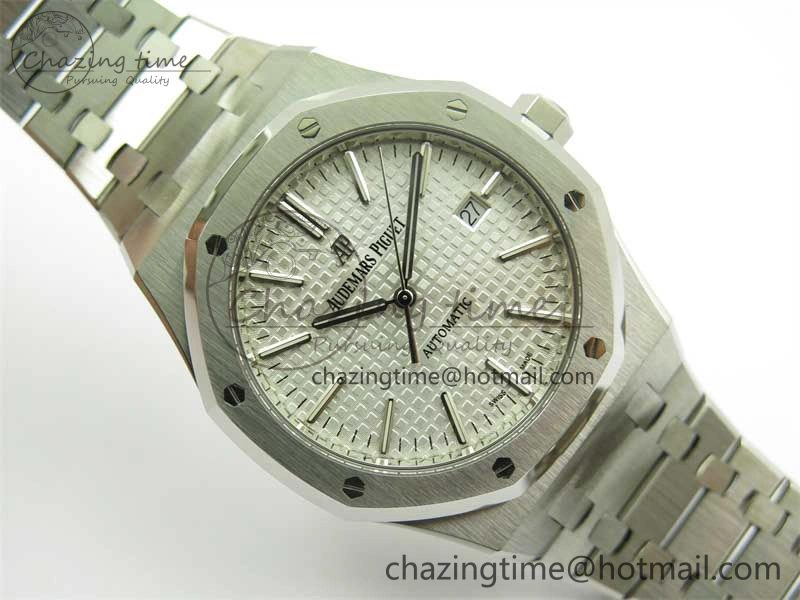 Royal Oak 41mm 15400 SS ZF 1:1 Best Edition White Textured Dial on SS Bracelet SA3120 Super Clone