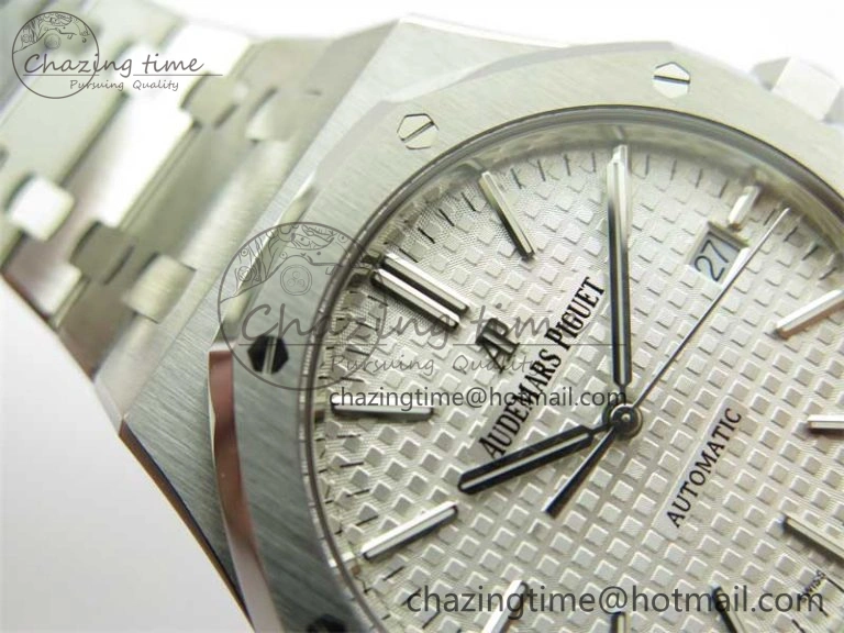 Royal Oak 41mm 15400 SS ZF 1:1 Best Edition White Textured Dial on SS Bracelet SA3120 Super Clone