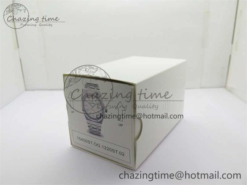 Royal Oak 41mm 15400 SS ZF 1:1 Best Edition White Textured Dial on SS Bracelet SA3120 Super Clone