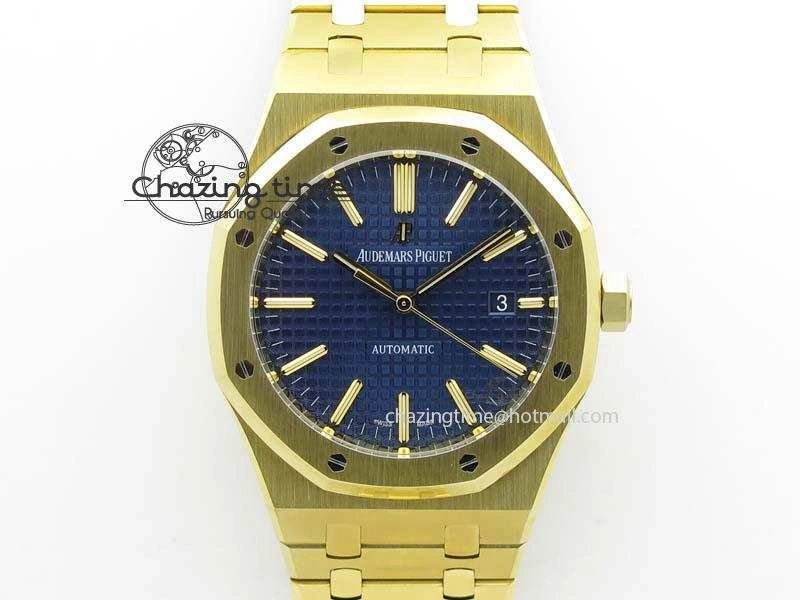 Royal Oak 41mm 15400 YG JF 1:1 Best Edition Blue Dial On YG Bracelet A3120