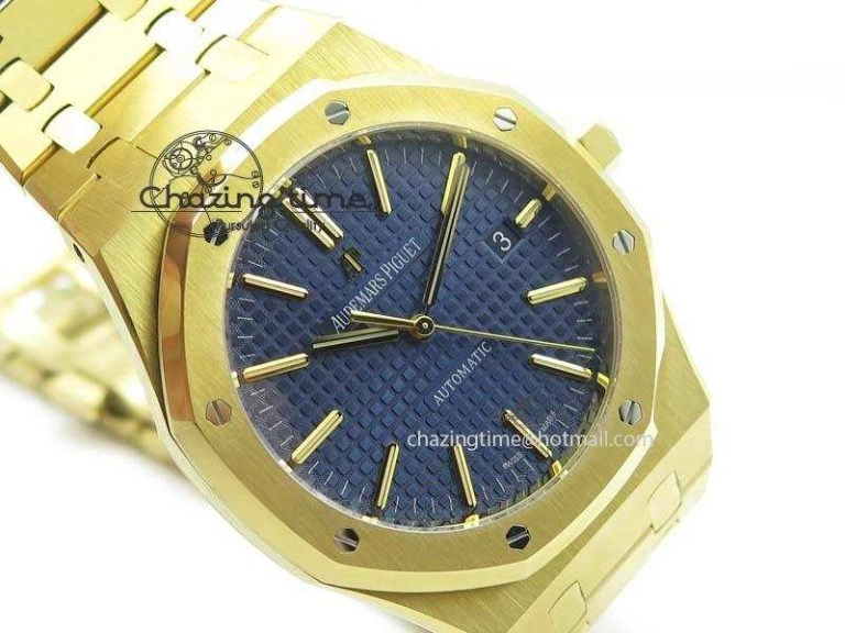 Royal Oak 41mm 15400 YG JF 1:1 Best Edition Blue Dial On YG Bracelet A3120