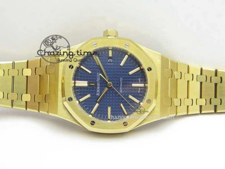Royal Oak 41mm 15400 YG JF 1:1 Best Edition Blue Dial On YG Bracelet A3120