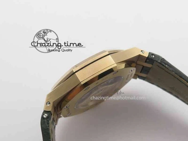 Royal Oak 41mm 15402 RG Full Paved Diamonds JF 1:1 Best Edition Diamonds Dial On Leather Strap A3120