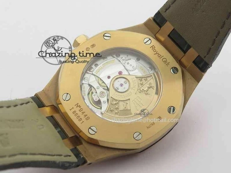 Royal Oak 41mm 15402 RG Full Paved Diamonds JF 1:1 Best Edition Diamonds Dial On Leather Strap A3120