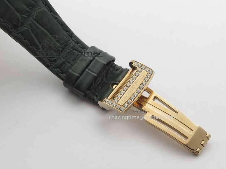 Royal Oak 41mm 15402 RG Full Paved Diamonds JF 1:1 Best Edition Diamonds Dial On Leather Strap A3120