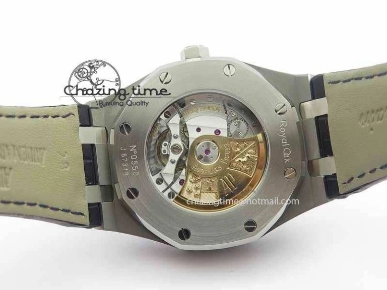 Royal Oak 41mm 15402 SS Full Paved Diamonds JF 1:1 Best Edition Diamonds Dial On Leather Strap A3120