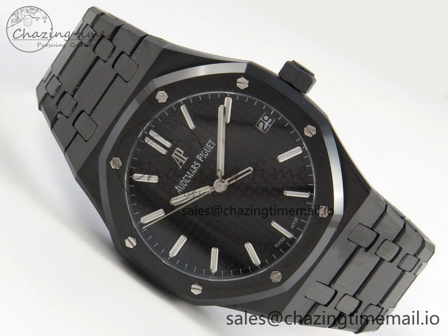Royal Oak 41mm 15500 APSF 1:1 Best Edition Black Dial on Black Ceramic Bracelet SA4302 Super Clone