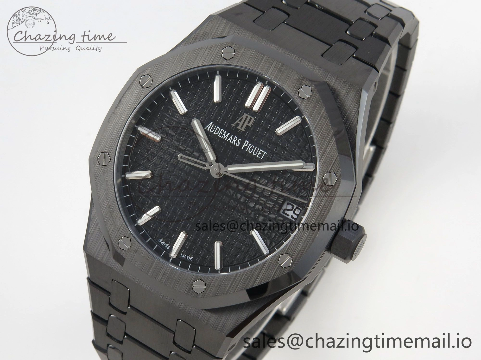 Royal Oak 41mm 15500 APSF 1:1 Best Edition Black Dial on Black Ceramic Bracelet SA4302 Super Clone