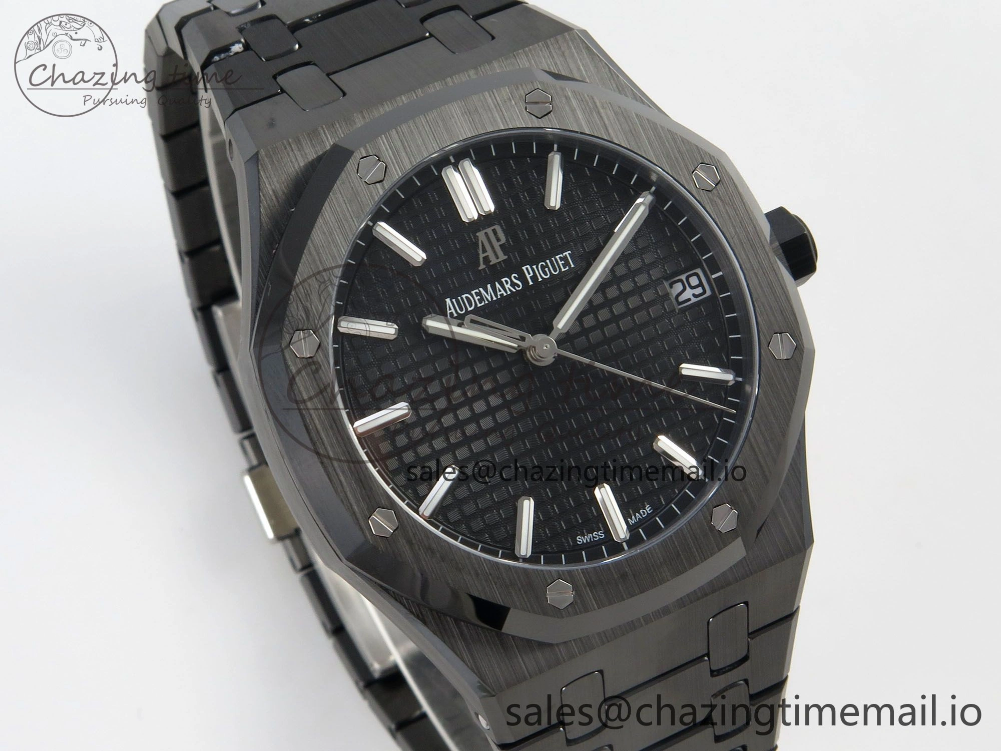 Royal Oak 41mm 15500 APSF 1:1 Best Edition Black Dial on Black Ceramic Bracelet SA4302 Super Clone