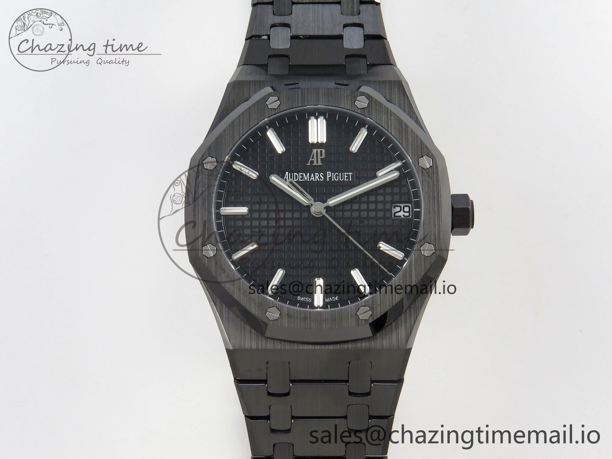 Royal Oak 41mm 15500 APSF 1:1 Best Edition Black Dial on Black Ceramic Bracelet SA4302 Super Clone