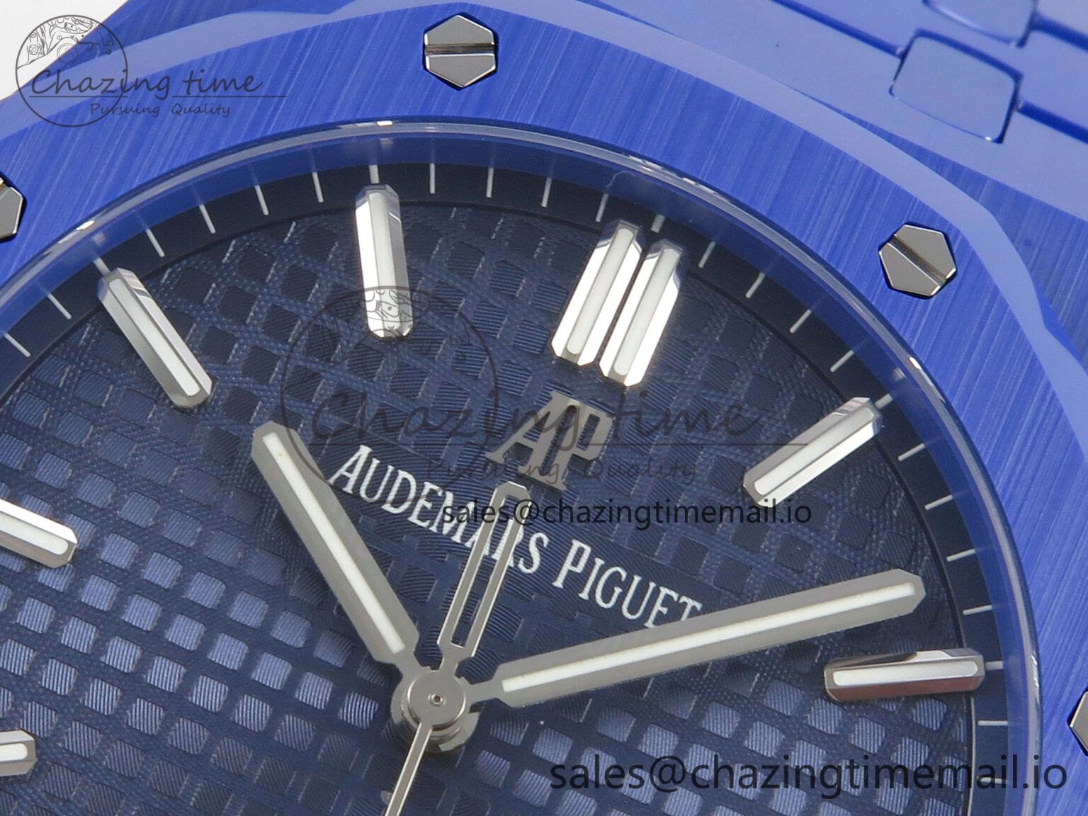 Royal Oak 41mm 15500 APSF 1:1 Best Edition Blue Dial on Blue Ceramic Bracelet SA4302 Super Clone