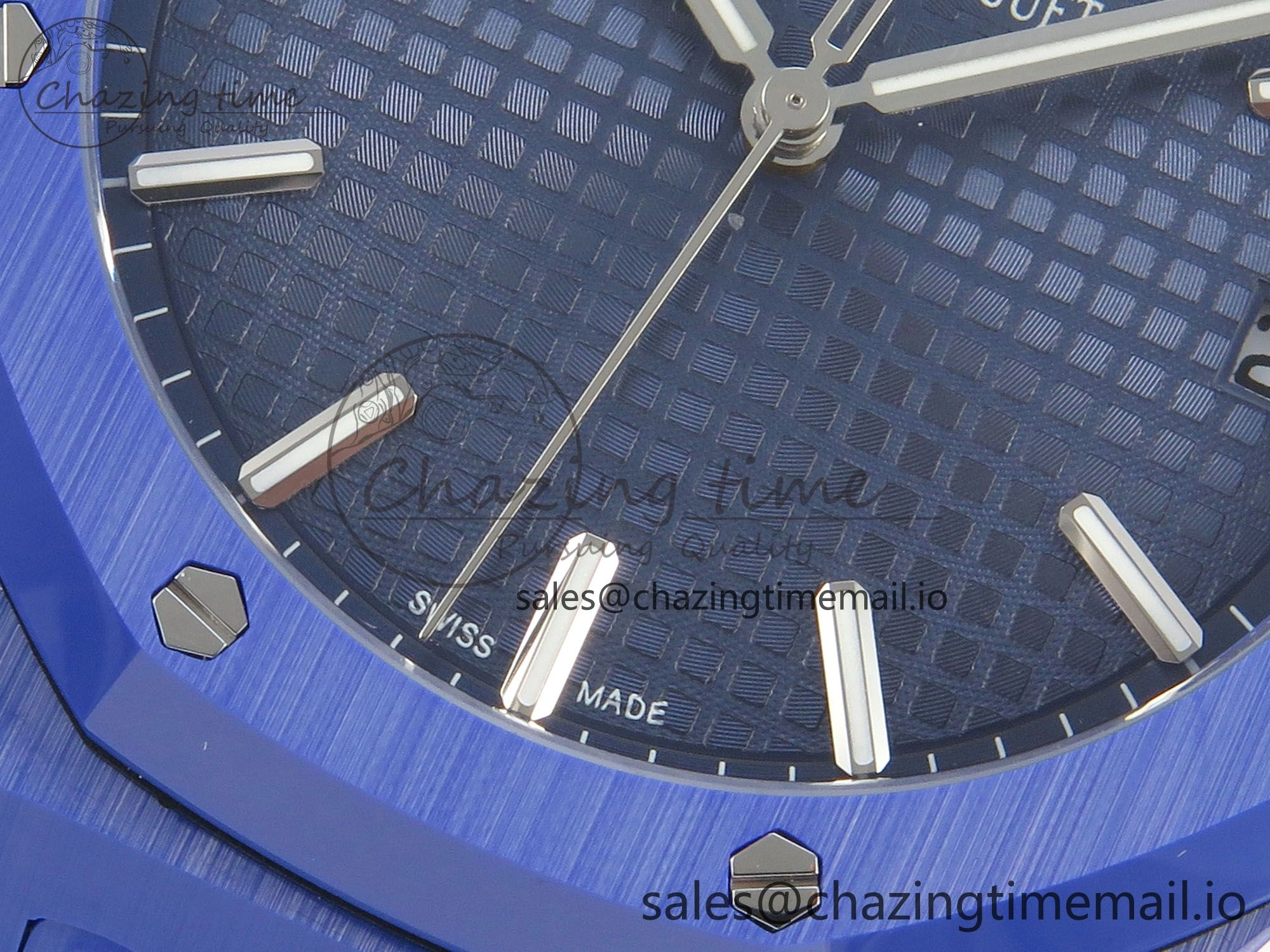 Royal Oak 41mm 15500 APSF 1:1 Best Edition Blue Dial on Blue Ceramic Bracelet SA4302 Super Clone