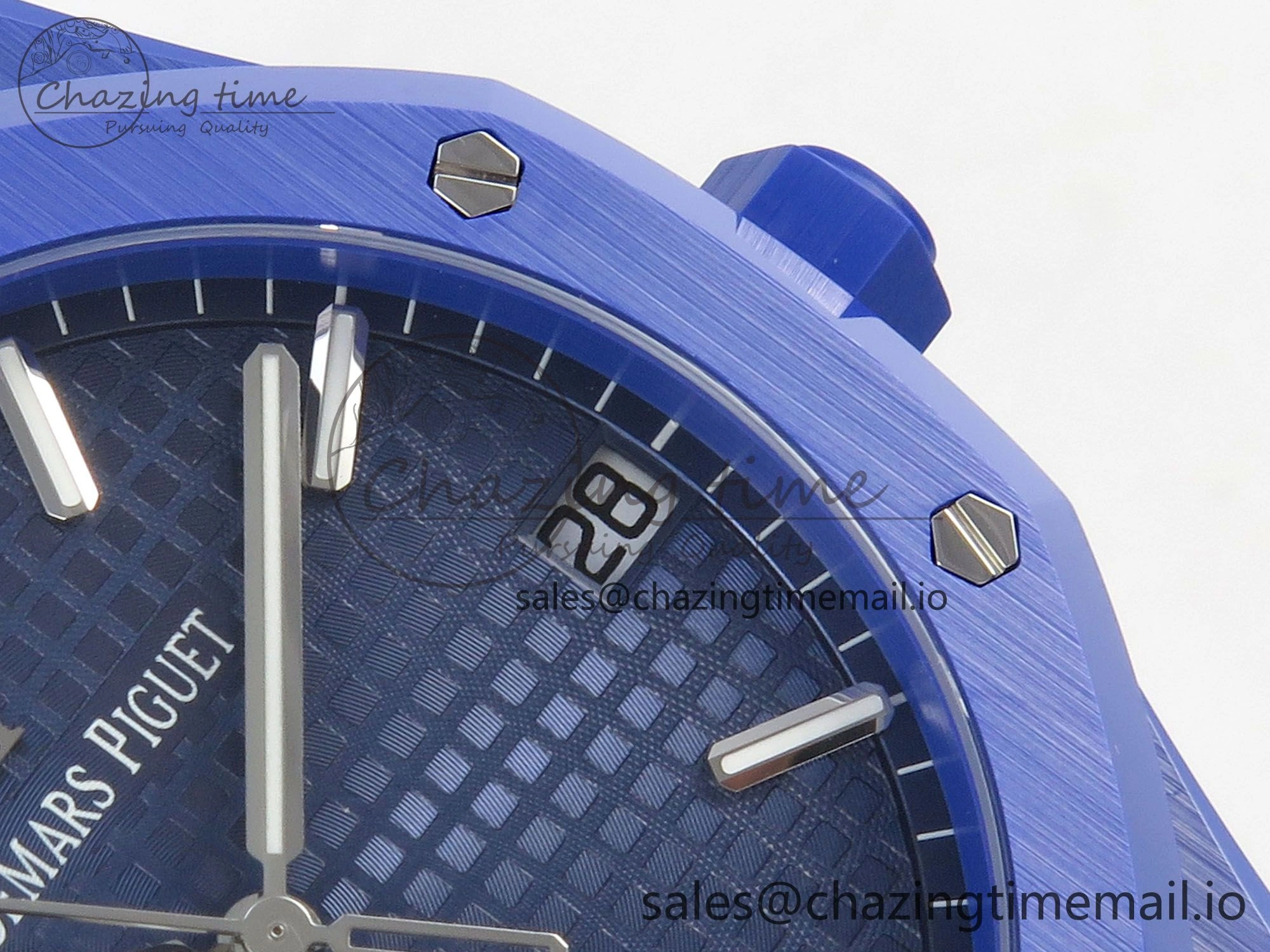 Royal Oak 41mm 15500 APSF 1:1 Best Edition Blue Dial on Blue Ceramic Bracelet SA4302 Super Clone