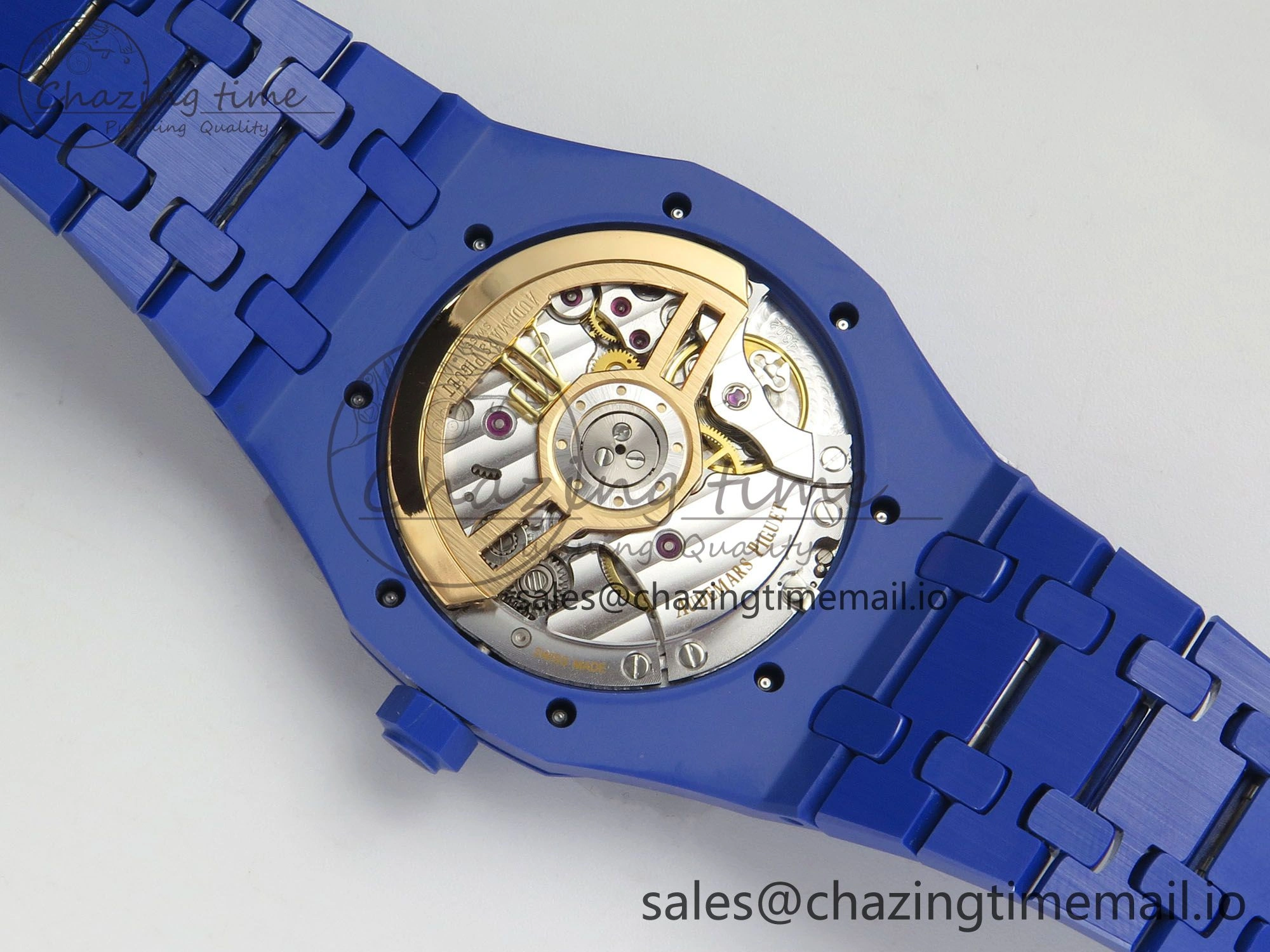 Royal Oak 41mm 15500 APSF 1:1 Best Edition Blue Dial on Blue Ceramic Bracelet SA4302 Super Clone