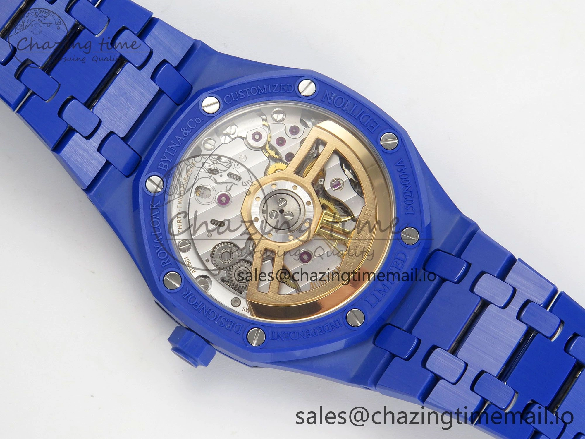 Royal Oak 41mm 15500 APSF 1:1 Best Edition White Dial on Blue Ceramic Bracelet SA4302 Super Clone