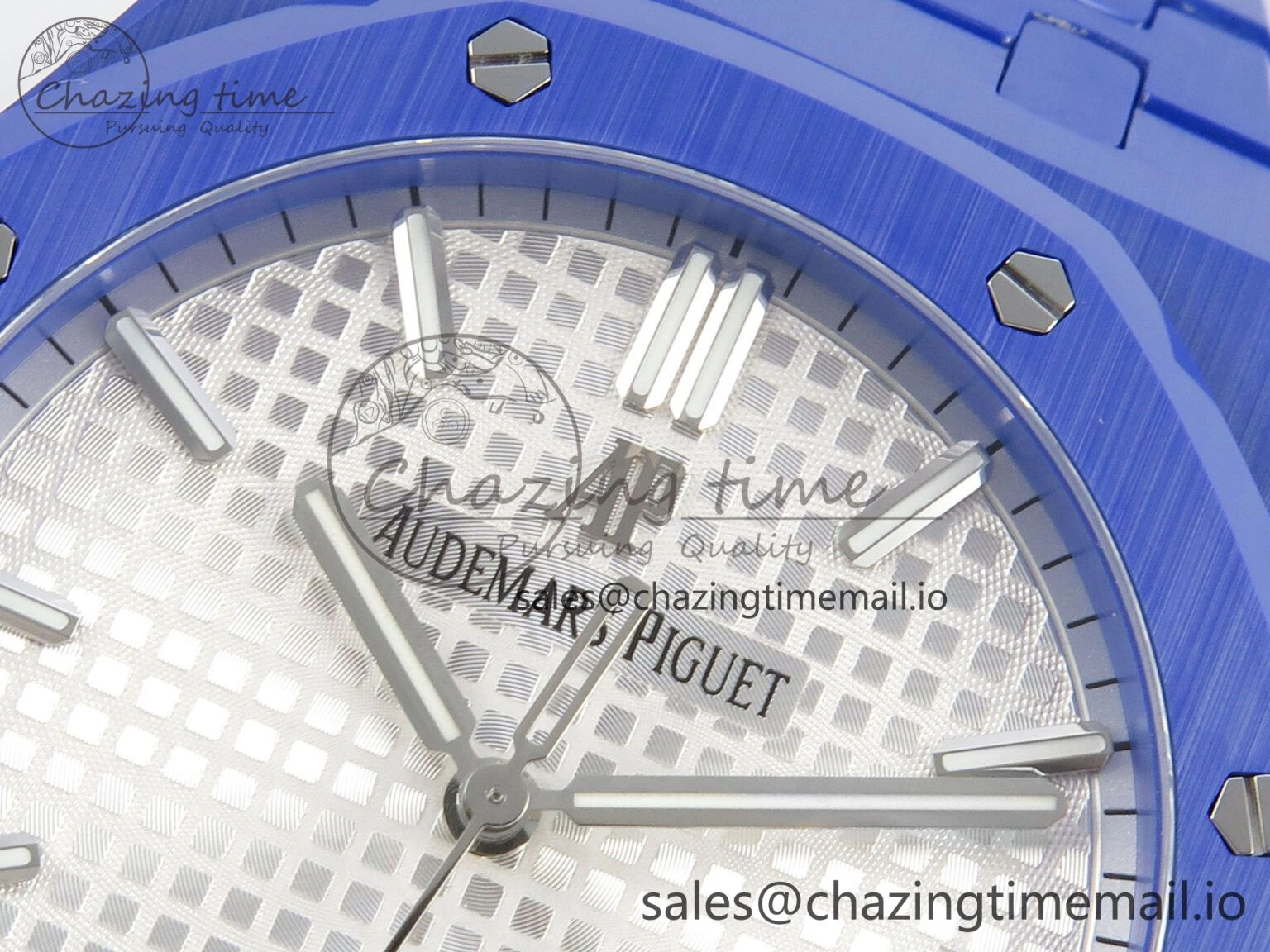 Royal Oak 41mm 15500 APSF 1:1 Best Edition White Dial on Blue Ceramic Bracelet SA4302 Super Clone