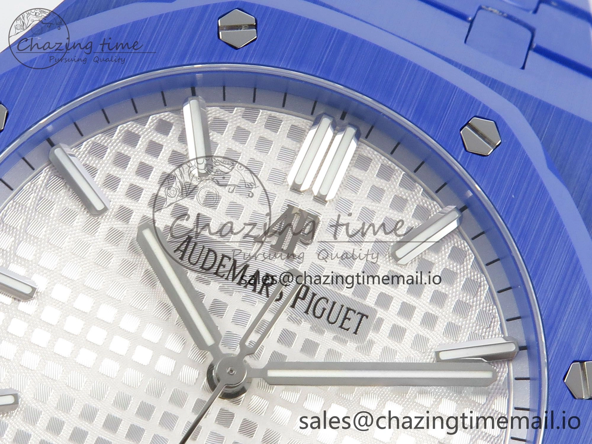 Royal Oak 41mm 15500 APSF 1:1 Best Edition White Dial on Blue Ceramic Bracelet SA4302 Super Clone