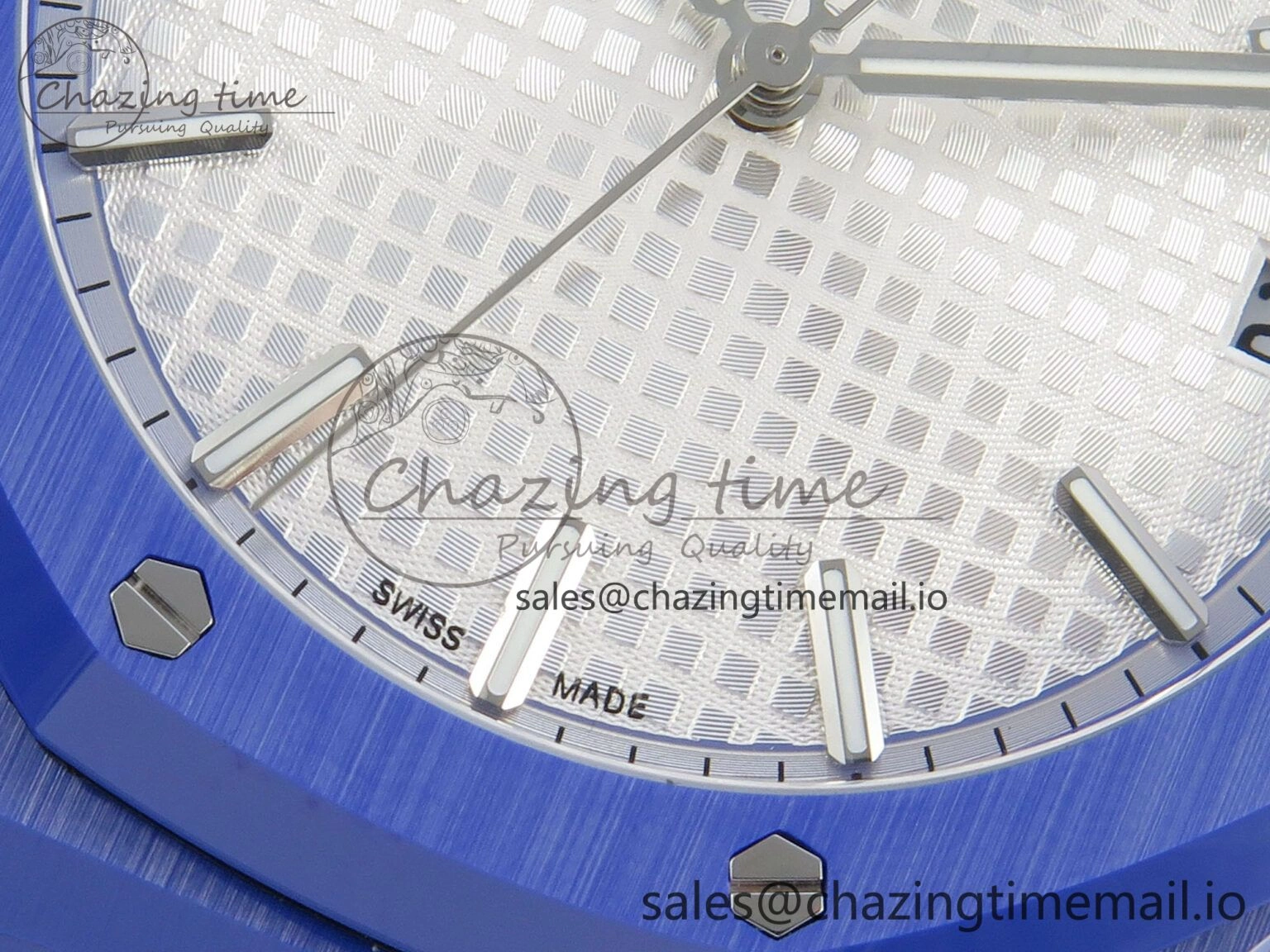Royal Oak 41mm 15500 APSF 1:1 Best Edition White Dial on Blue Ceramic Bracelet SA4302 Super Clone