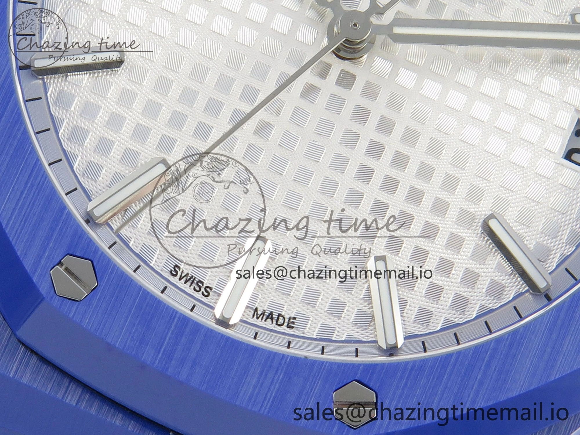 Royal Oak 41mm 15500 APSF 1:1 Best Edition White Dial on Blue Ceramic Bracelet SA4302 Super Clone
