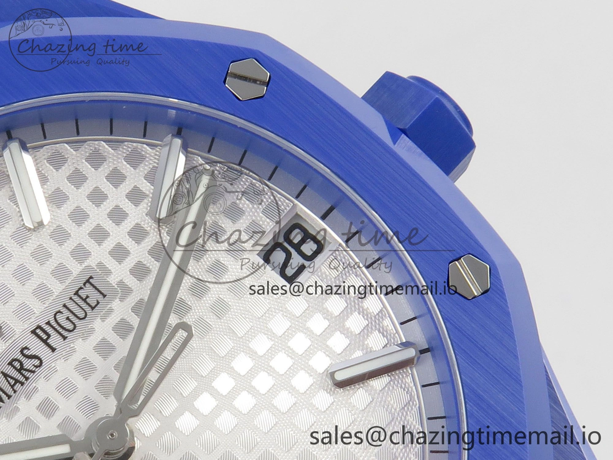 Royal Oak 41mm 15500 APSF 1:1 Best Edition White Dial on Blue Ceramic Bracelet SA4302 Super Clone