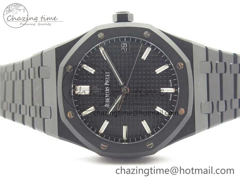 Royal Oak 41mm 15500 DLC ZF 1:1 Best Edition Black Textured Dial on SS Bracelet A4302 V2(Free Box)