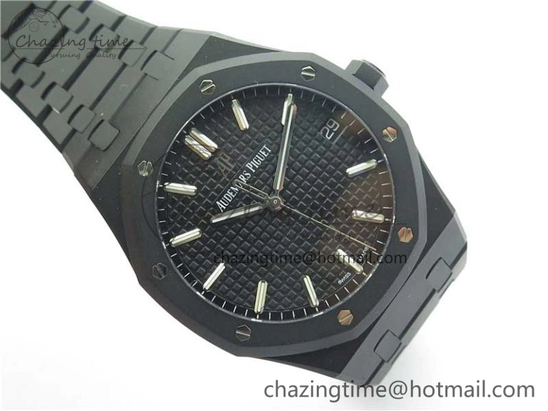 Royal Oak 41mm 15500 DLC ZF 1:1 Best Edition Black Textured Dial on SS Bracelet A4302 V2(Free Box)