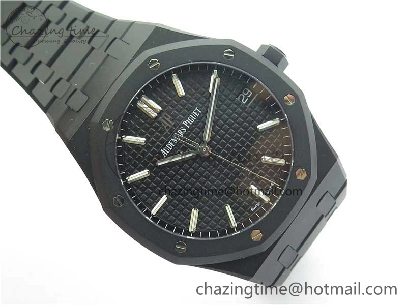 Royal Oak 41mm 15500 DLC ZF 1:1 Best Edition Black Textured Dial on SS Bracelet A4302 V2(Free Box)