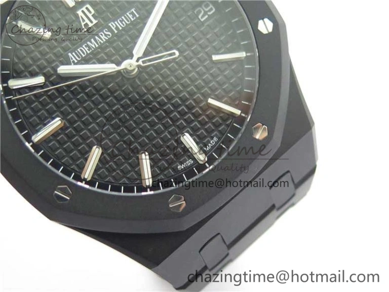 Royal Oak 41mm 15500 DLC ZF 1:1 Best Edition Black Textured Dial on SS Bracelet A4302 V2(Free Box)