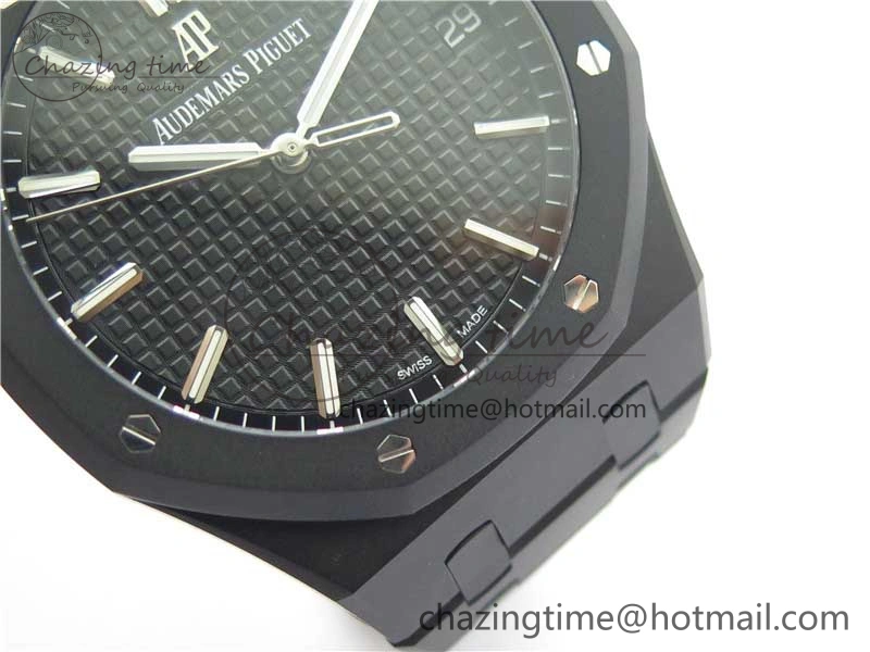 Royal Oak 41mm 15500 DLC ZF 1:1 Best Edition Black Textured Dial on SS Bracelet A4302 V2(Free Box)