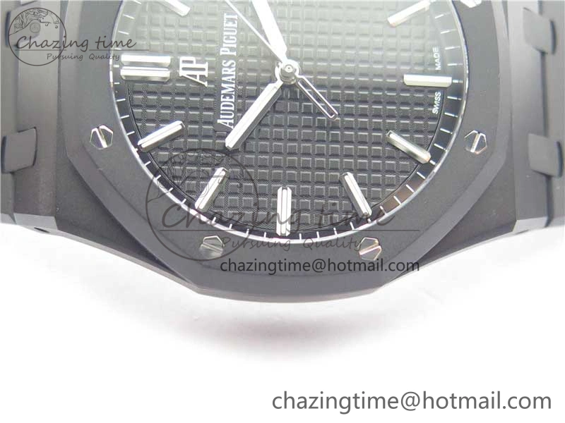 Royal Oak 41mm 15500 DLC ZF 1:1 Best Edition Black Textured Dial on SS Bracelet A4302 V2(Free Box)