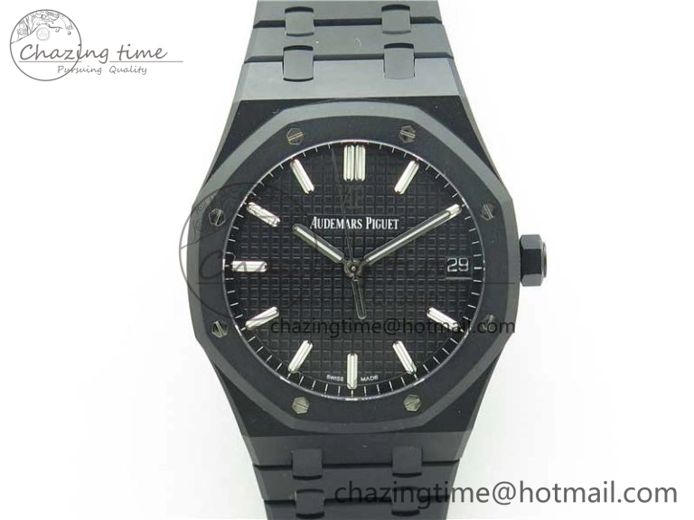 Royal Oak 41mm 15500 DLC ZF 1:1 Best Edition Black Textured Dial on SS Bracelet A4302 V2(Free Box)