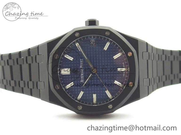 Royal Oak 41mm 15500 DLC ZF 1:1 Best Edition Blue Textured Dial on SS Bracelet A4302 V2(Free Box)