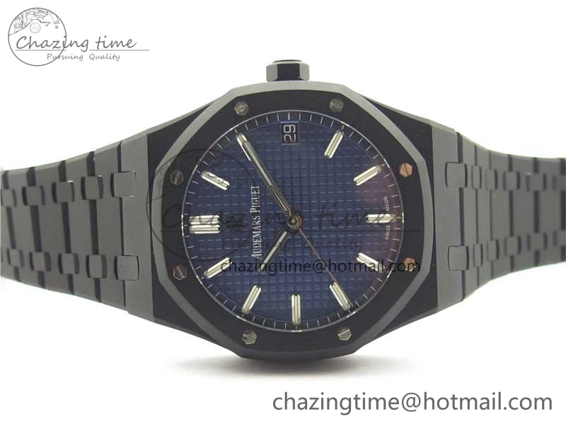 Royal Oak 41mm 15500 DLC ZF 1:1 Best Edition Blue Textured Dial on SS Bracelet A4302 V2(Free Box)