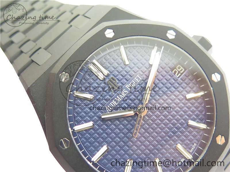 Royal Oak 41mm 15500 DLC ZF 1:1 Best Edition Blue Textured Dial on SS Bracelet A4302 V2(Free Box)