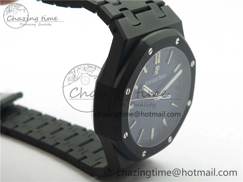 Royal Oak 41mm 15500 DLC ZF 1:1 Best Edition Blue Textured Dial on SS Bracelet A4302 V2(Free Box)