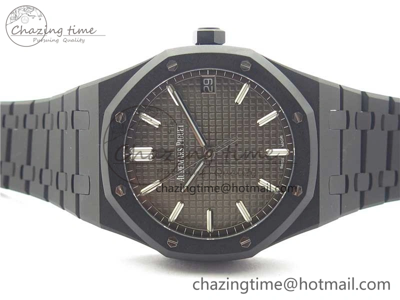 Royal Oak 41mm 15500 DLC ZF 1:1 Best Edition Gray Textured Dial on SS Bracelet A4302 V2(Free Box)